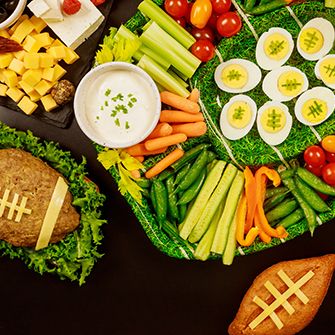 a table of football theme snacks