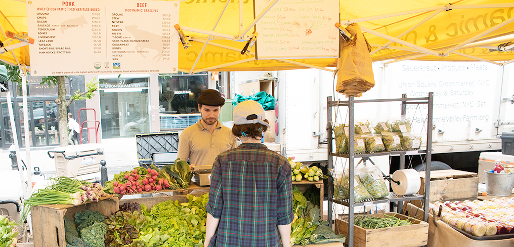 shopper at a farmers market